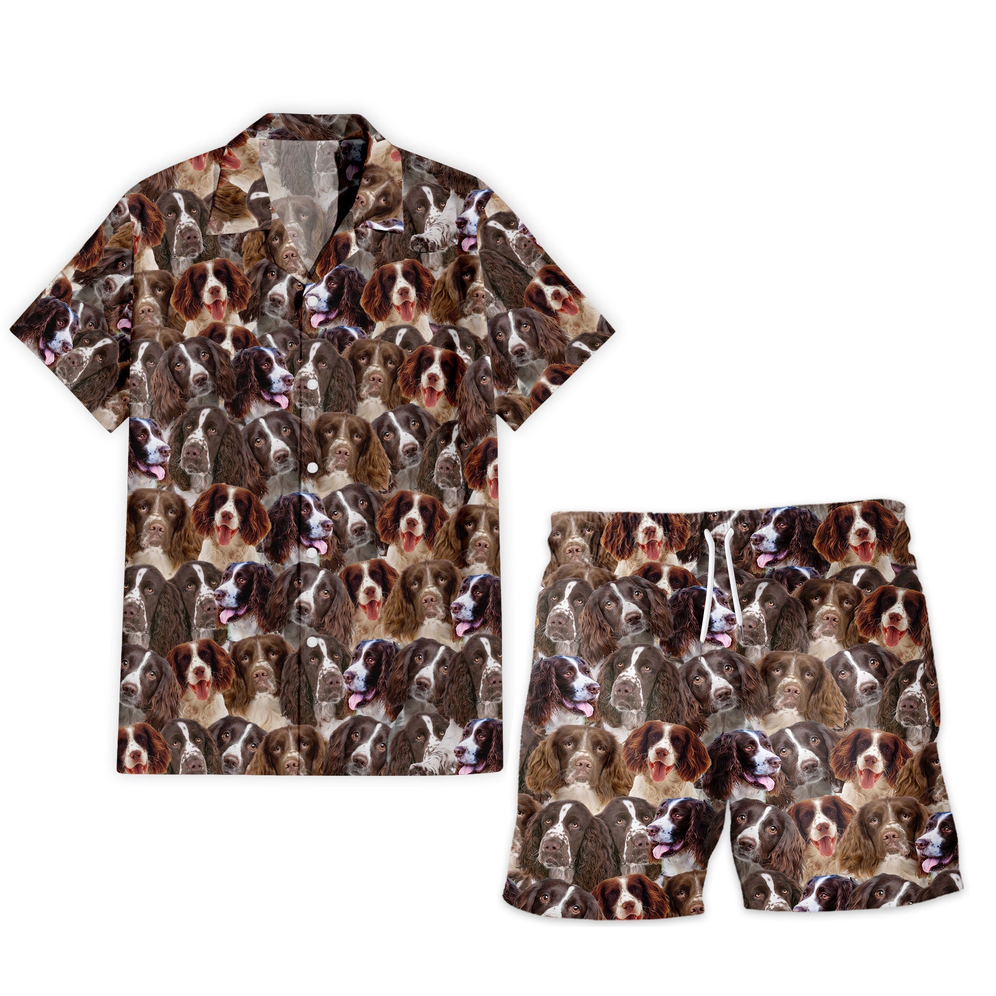 English Springer Spaniel Full Face Hawaiian Shirt & Shorts