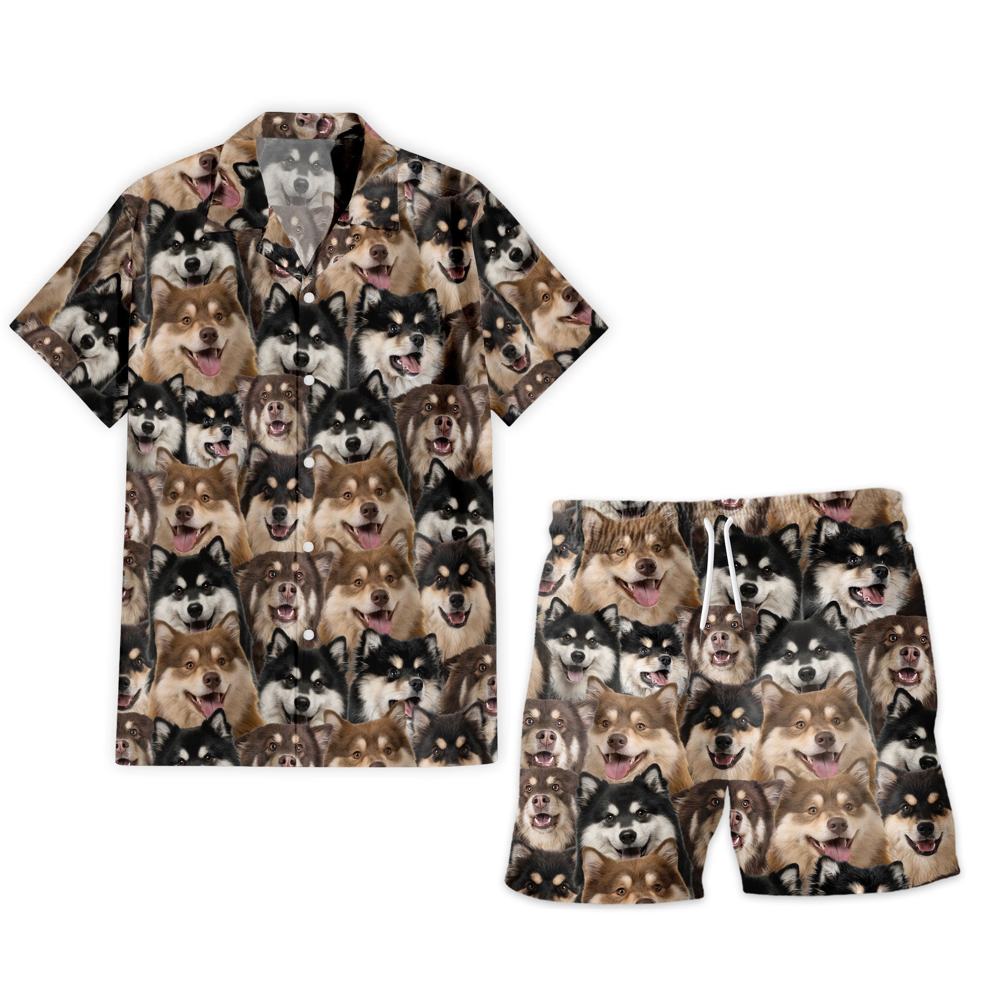 Finnish Lapphund Full Face Hawaiian Shirt & Shorts