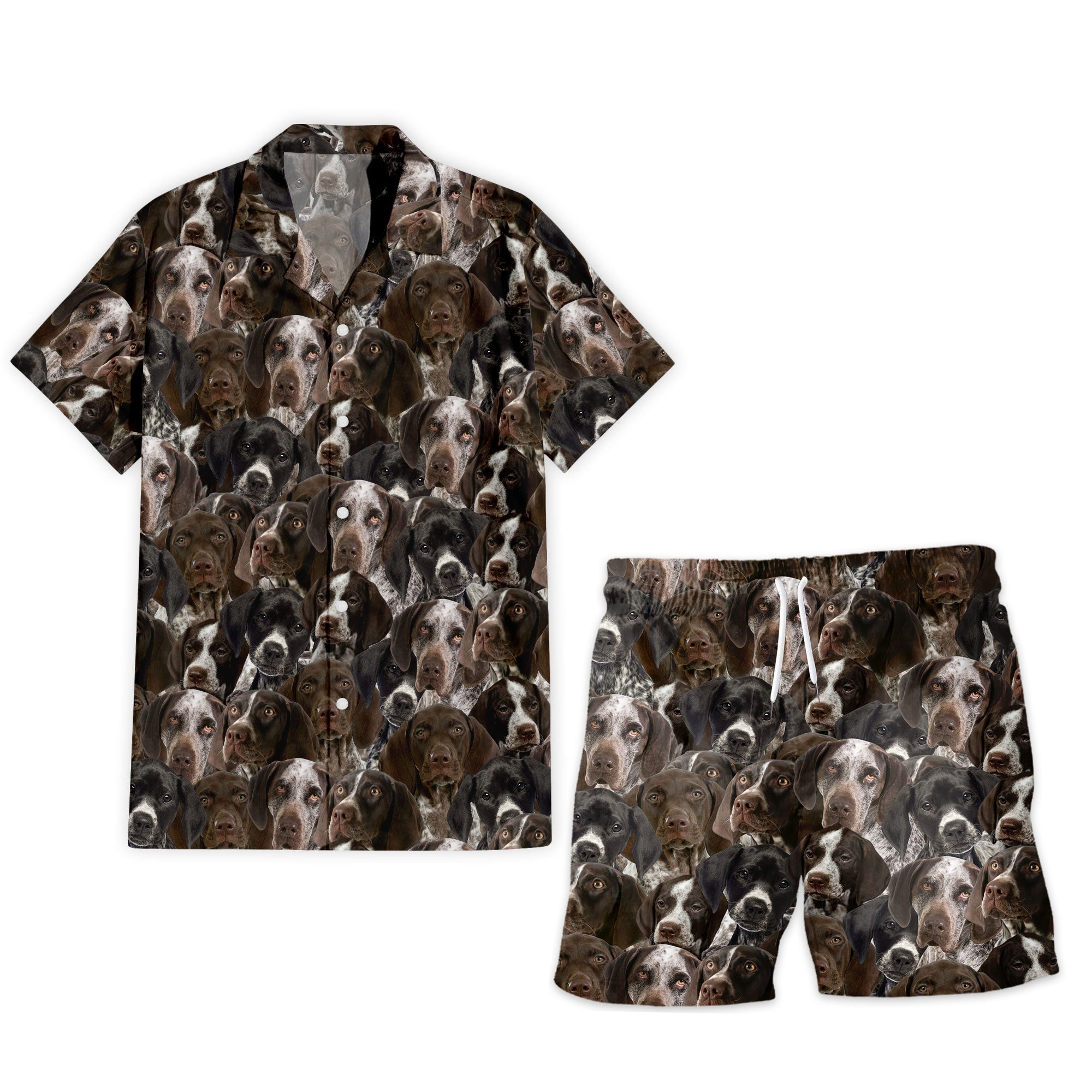 German Shortshaired Pointer Full Face Hawaiian Shirt & Shorts