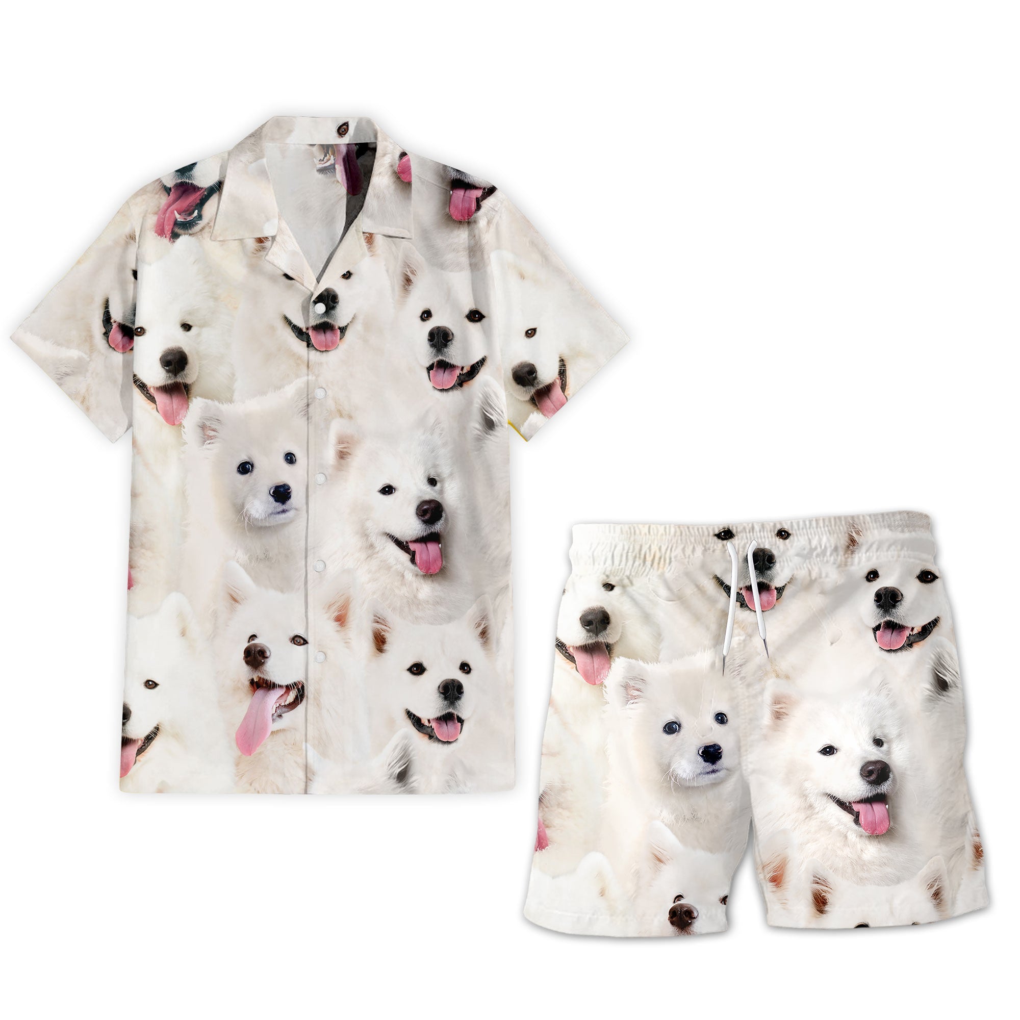 Samoyed Full Face Hawaiian Shirt & Shorts