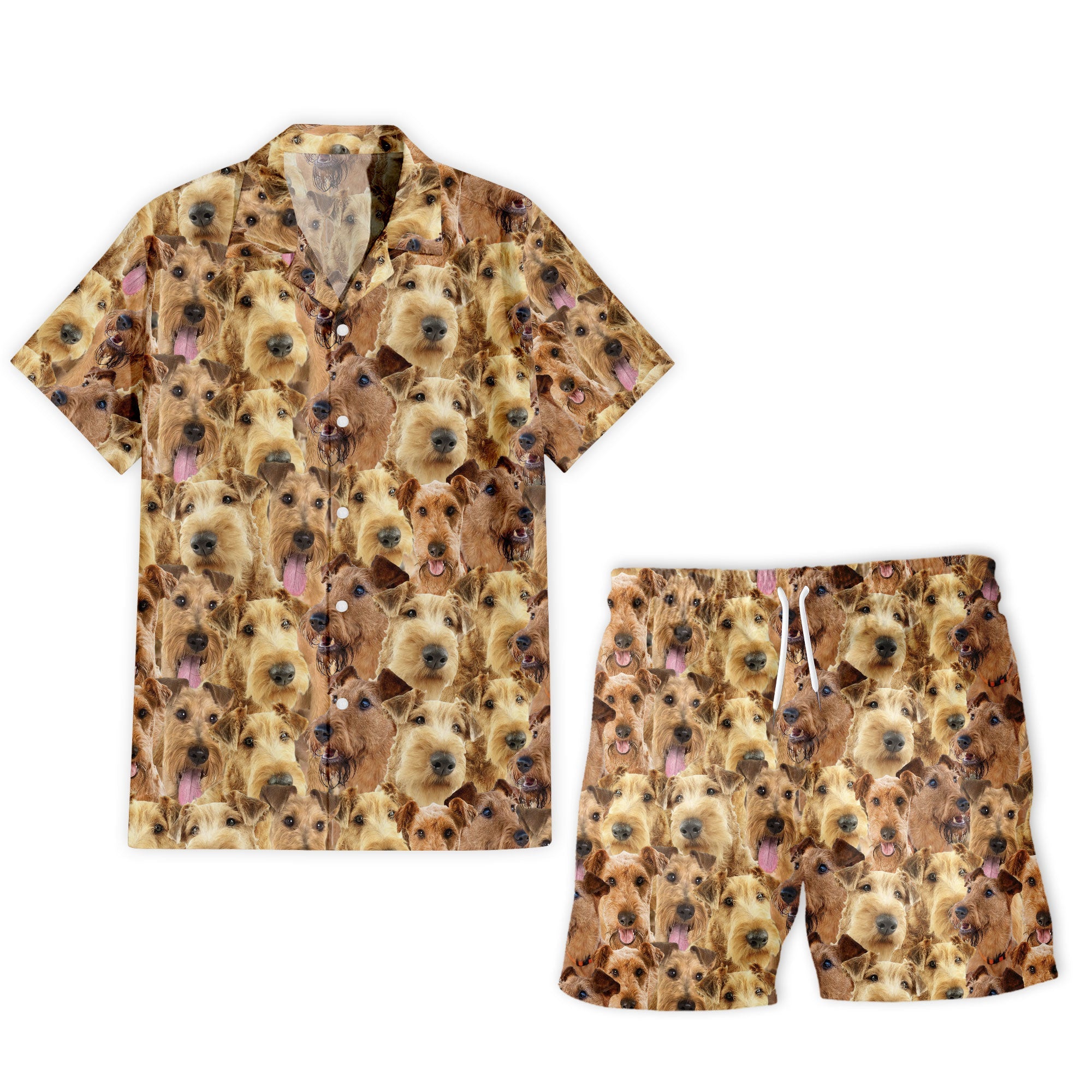 Irish Terrier Full Face Hawaiian Shirt & Shorts