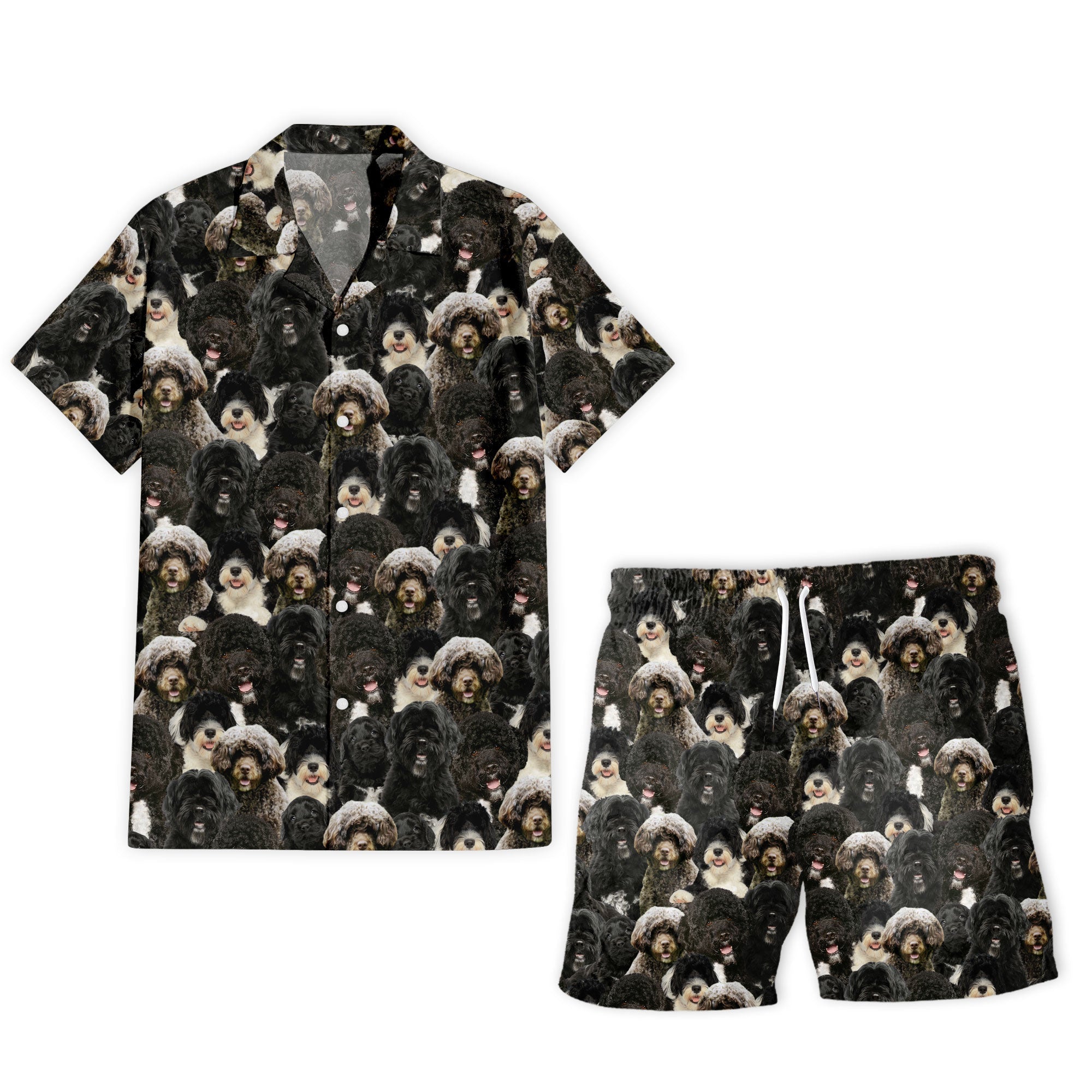 Portuguese Water Dog Full Face Hawaiian Shirt & Shorts