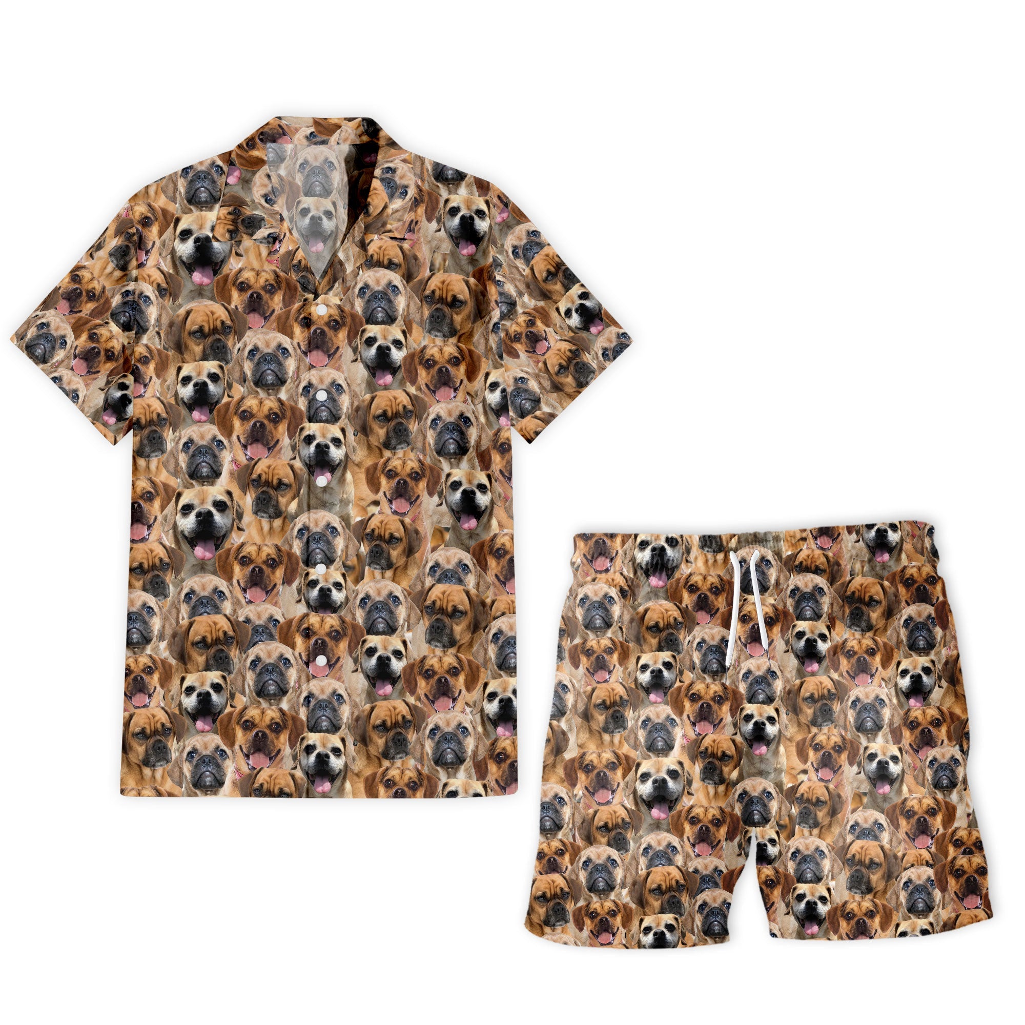 Puggle Full Face Hawaiian Shirt & Shorts