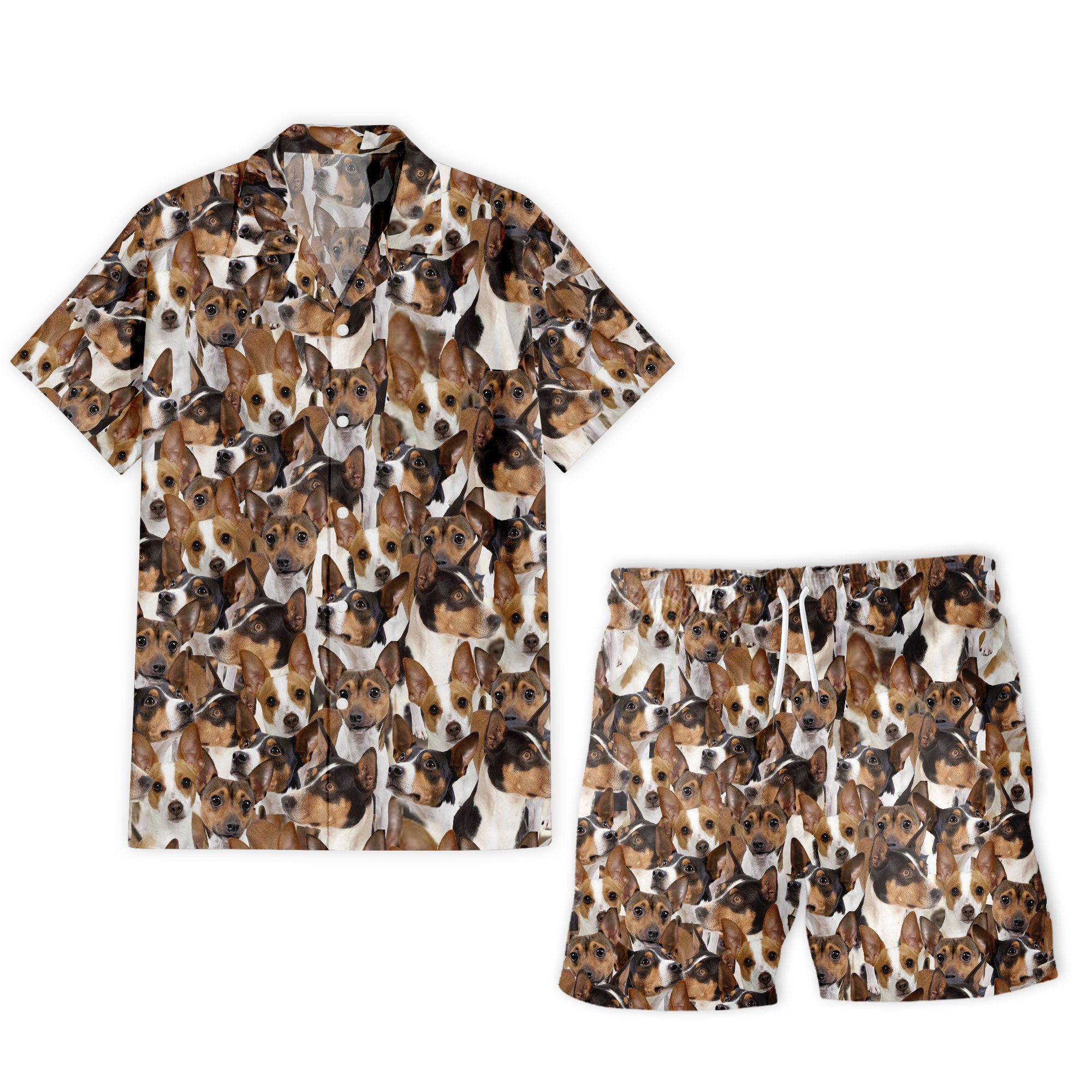 Rat Terrier Full Face Hawaiian Shirt & Shorts