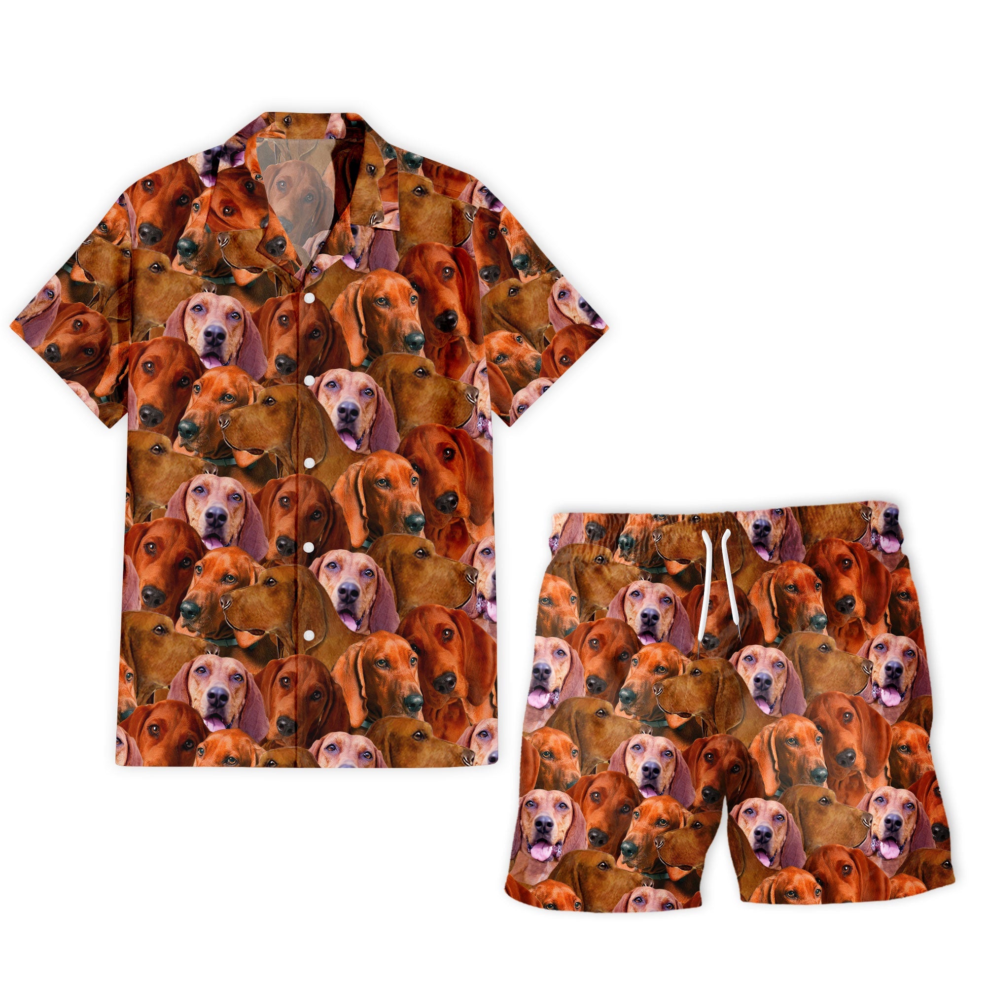 Redbone Coonhound Full Face Hawaiian Shirt & Shorts