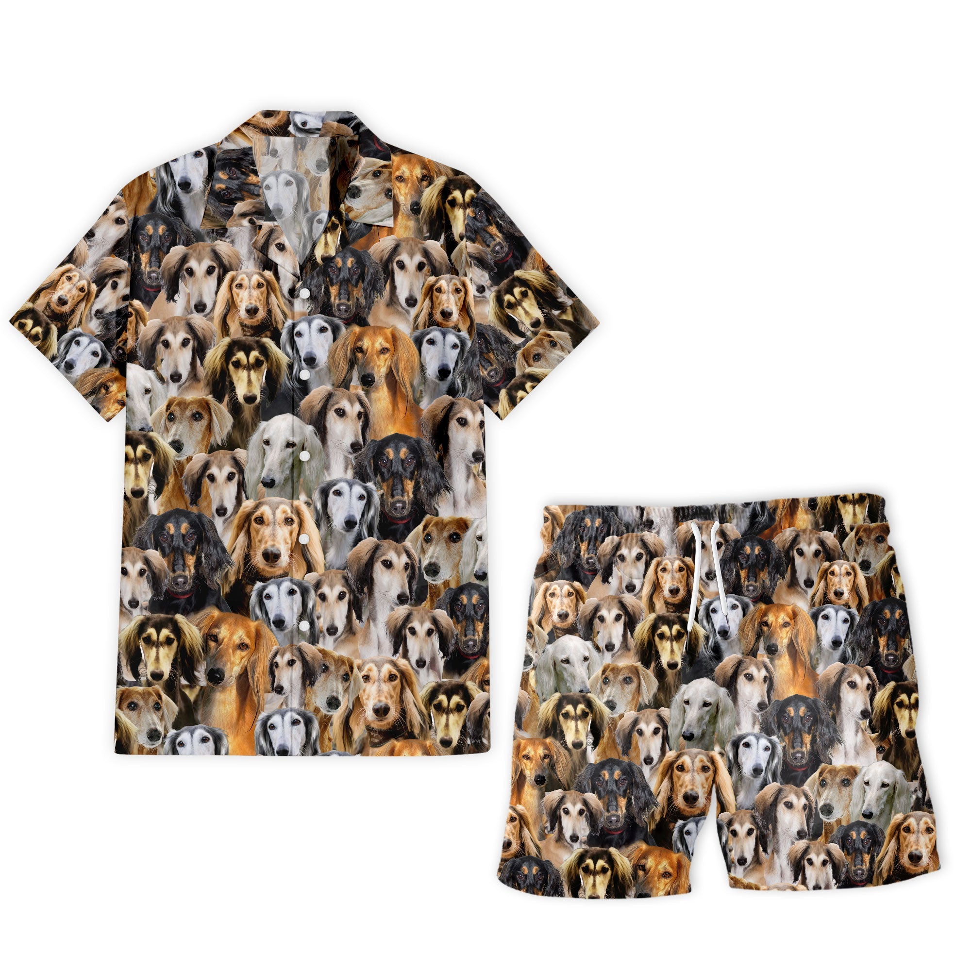 Saluki Full Face Hawaiian Shirt & Shorts