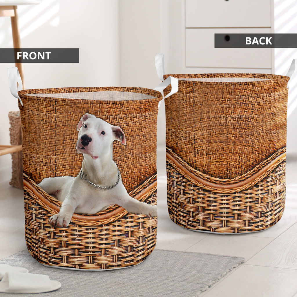 Dogo Argentino Rattan Texture Laundry Basket