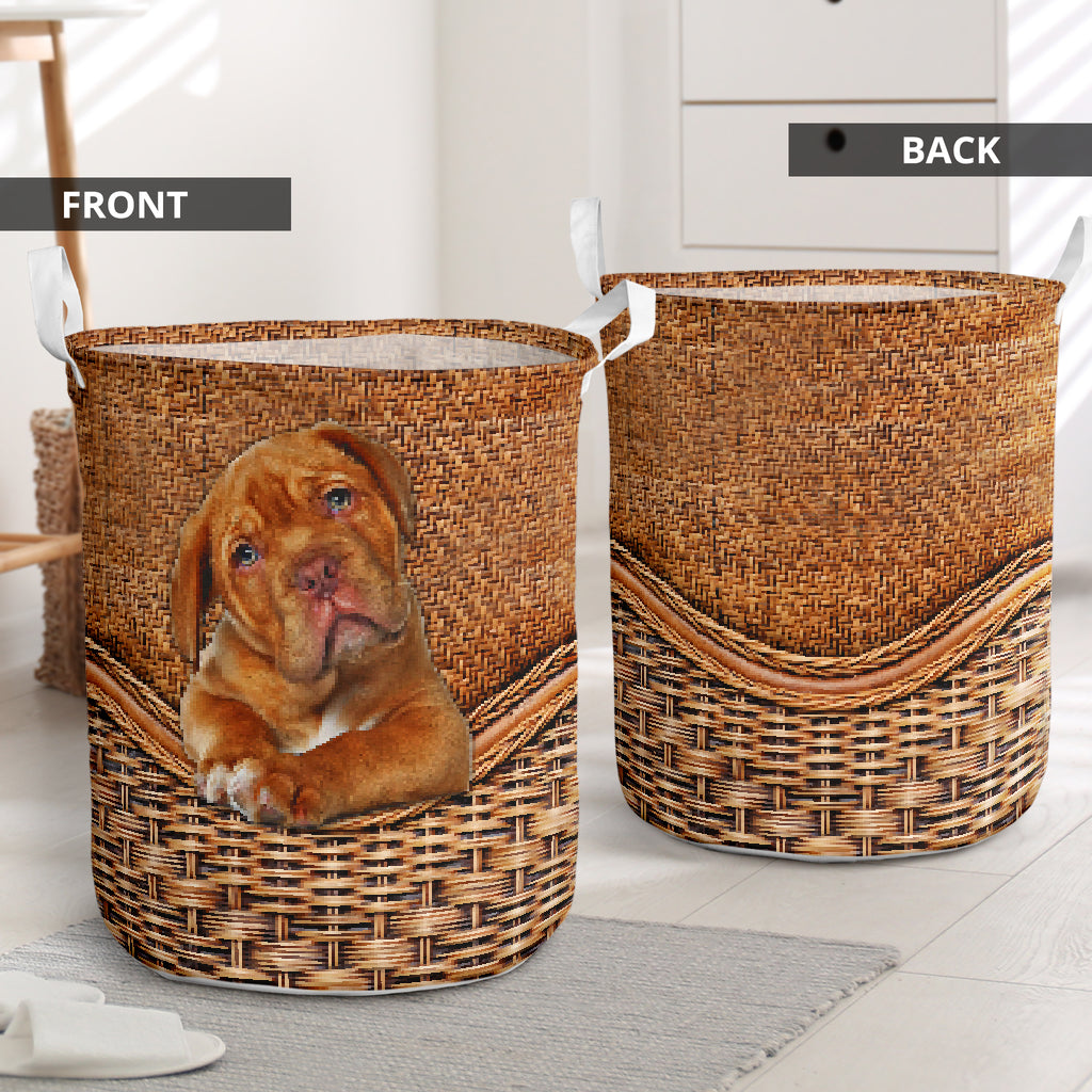 Dogue De Bordeaux Rattan Texture Laundry Basket