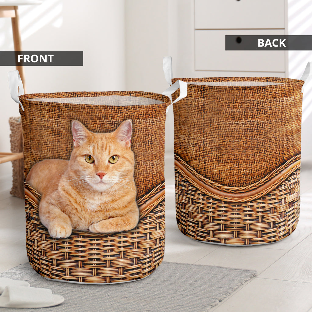 Ginger Cat Rattan Texture Laundry Basket