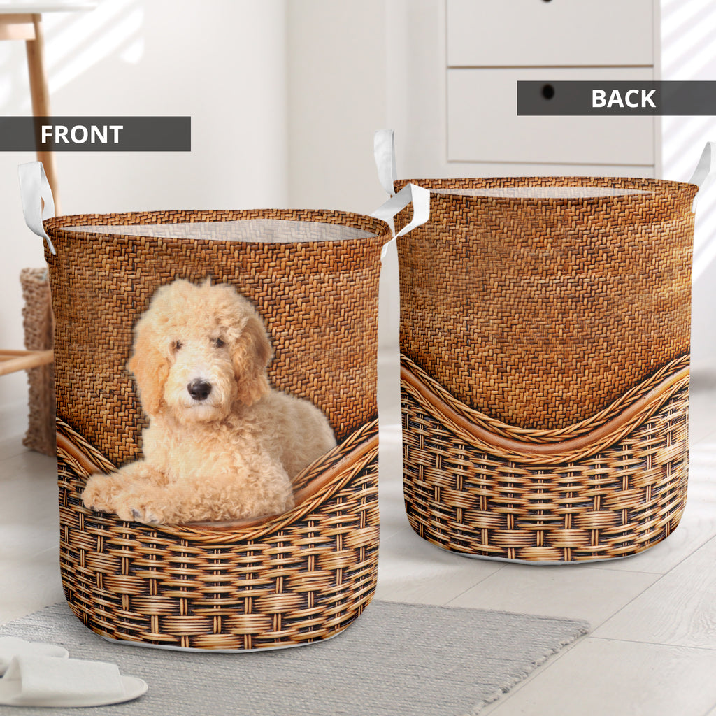 Goldendoodle Rattan Texture Laundry Basket