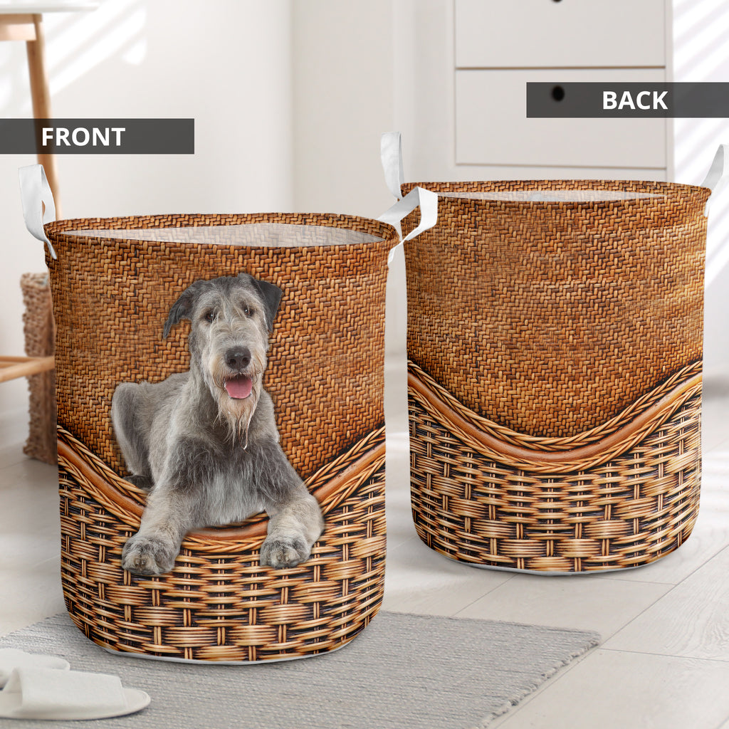 Irish Woofhound Rattan Texture Laundry Basket