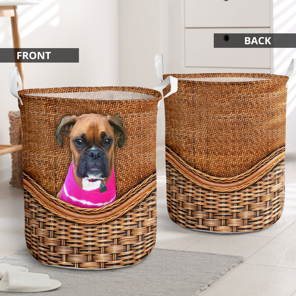 Mandy Sechrist Dog Rattan Texture Laundry Basket