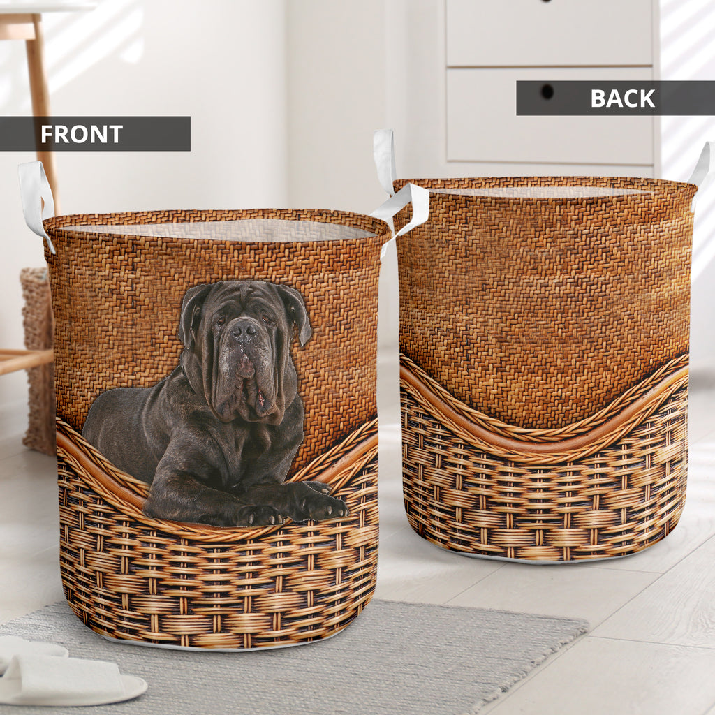 Neapolitan Mastiff Rattan Texture Laundry Basket