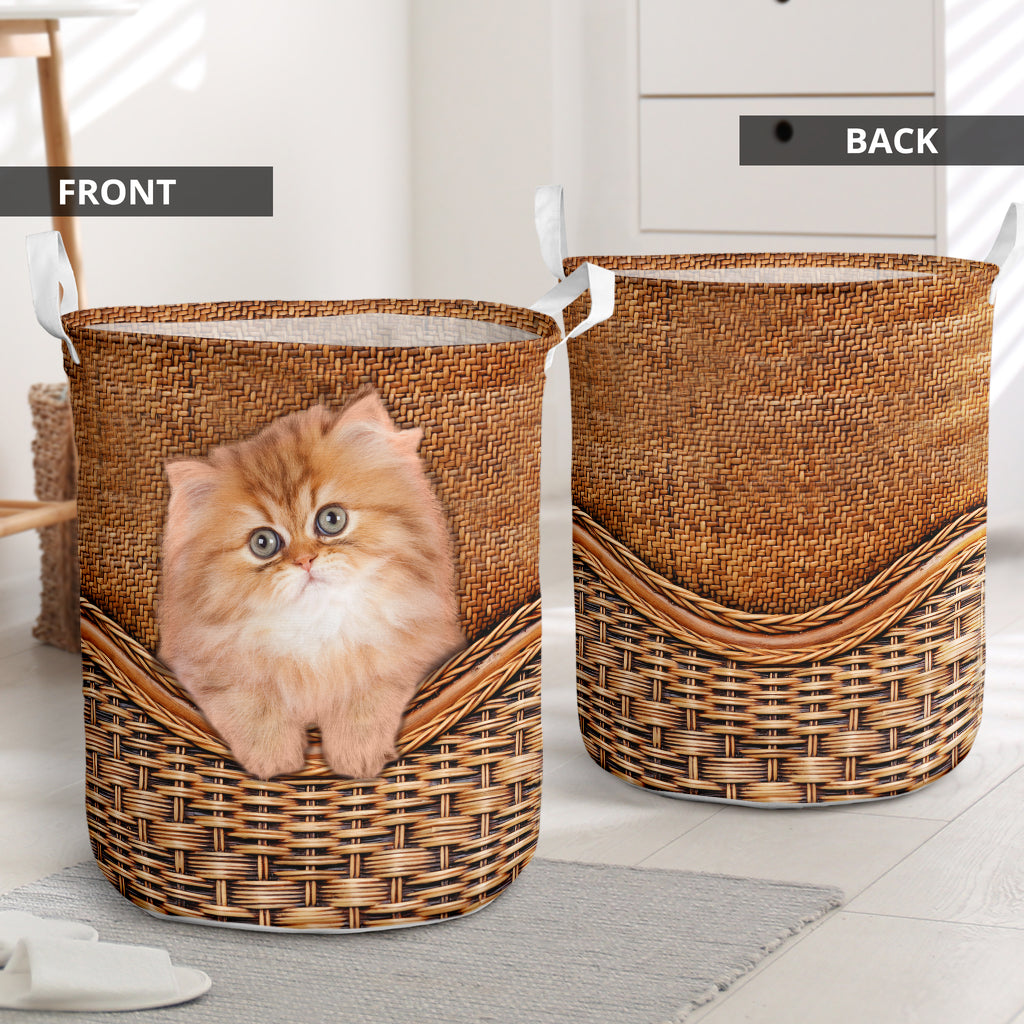 Persian Cat Rattan Texture Laundry Basket