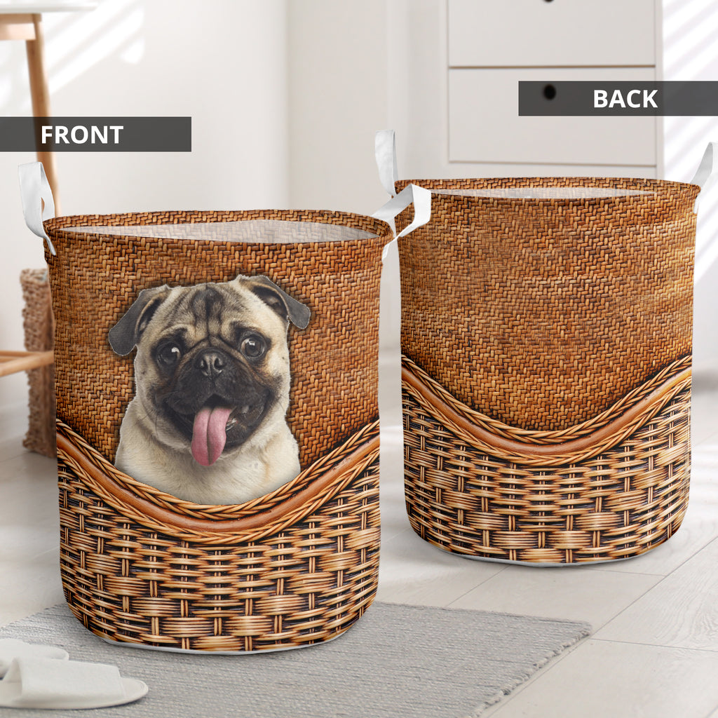 Pug Rattan Texture Laundry Basket