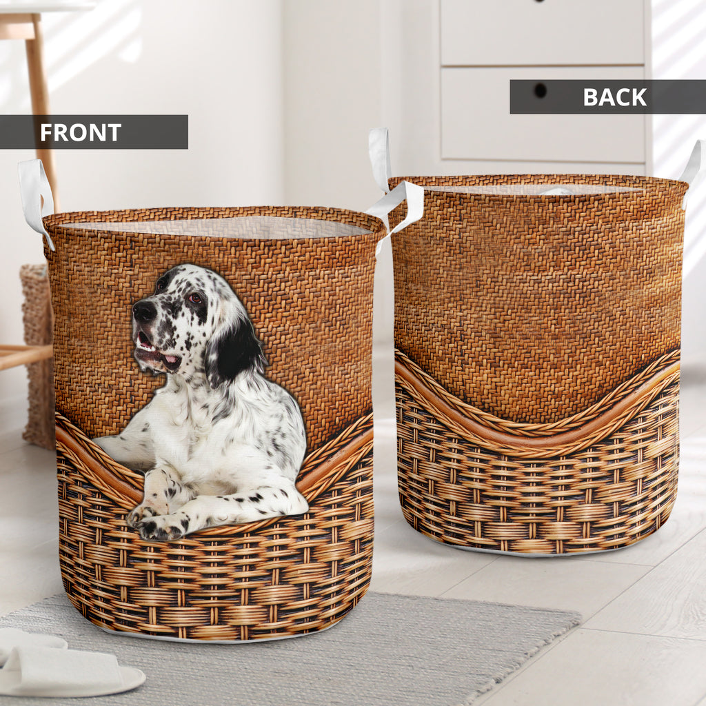 Setter Dog Rattan Texture Laundry Basket