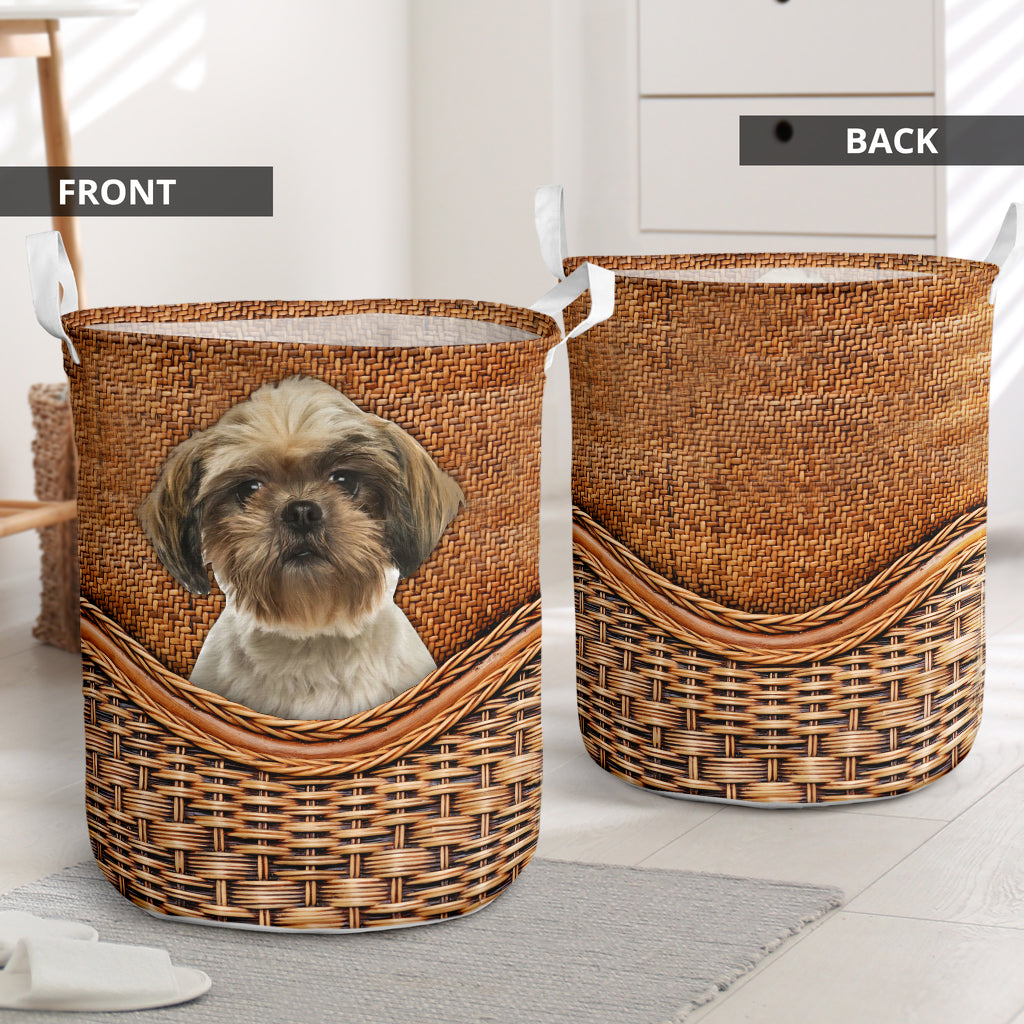 Shih Tzu Rattan Texture Laundry Basket