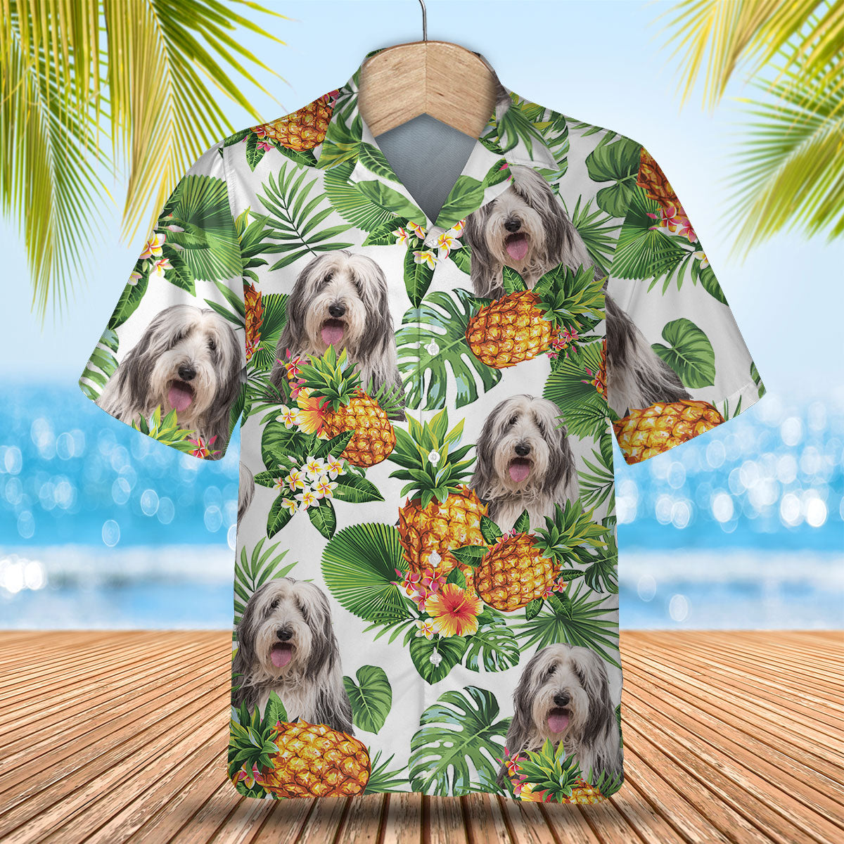 Bearded Collie - Tropical Pattern Hawaiian Shirt