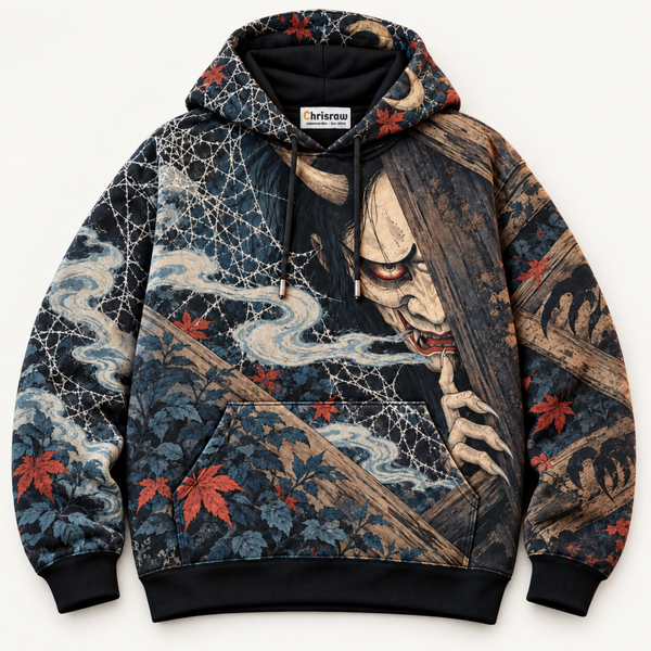 Chrisraw Attic Oni Hoodie — Japanese Yokai Oni Horror Ukiyo-e All-Over Print