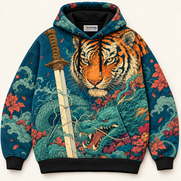 Chrisraw Toraryu Hoodie — Tiger Dragon Katana Print