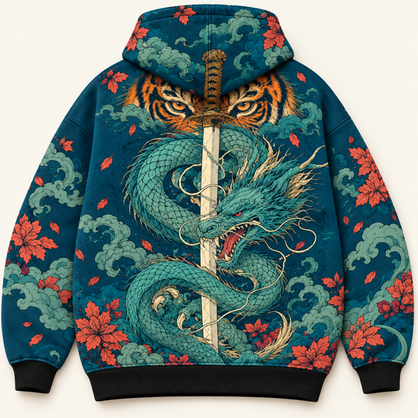 Chrisraw Toraryu Hoodie — Tiger Dragon Katana Print