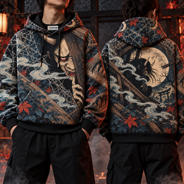 Chrisraw Attic Oni Hoodie — Japanese Yokai Oni Horror Ukiyo-e All-Over Print