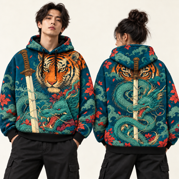 Chrisraw Toraryu Hoodie — Tiger Dragon Katana Print