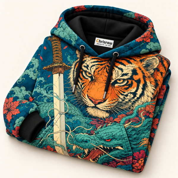 Chrisraw Toraryu Hoodie — Tiger Dragon Katana Print