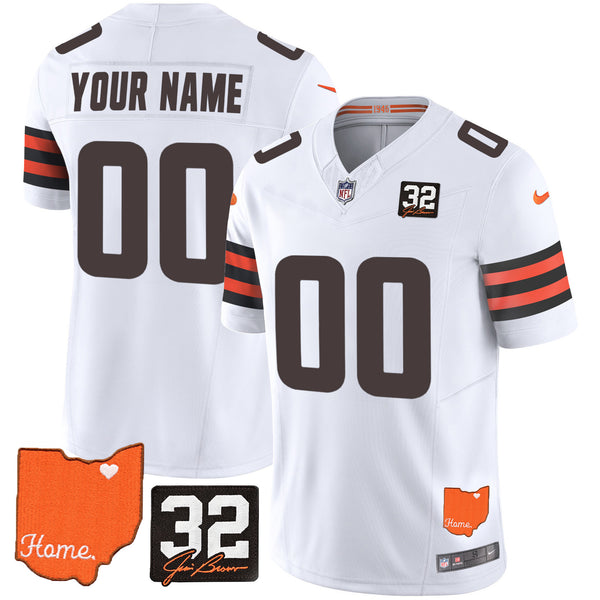 Cleveland Browns 2025 Jim Brown Memorial & Home Patch Vapor Limited Custom Jersey - All Stitched