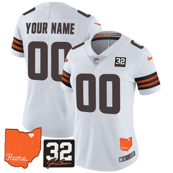 Cleveland Browns 2025 Jim Brown Memorial & Home Patch Vapor Limited Custom Jersey - All Stitched
