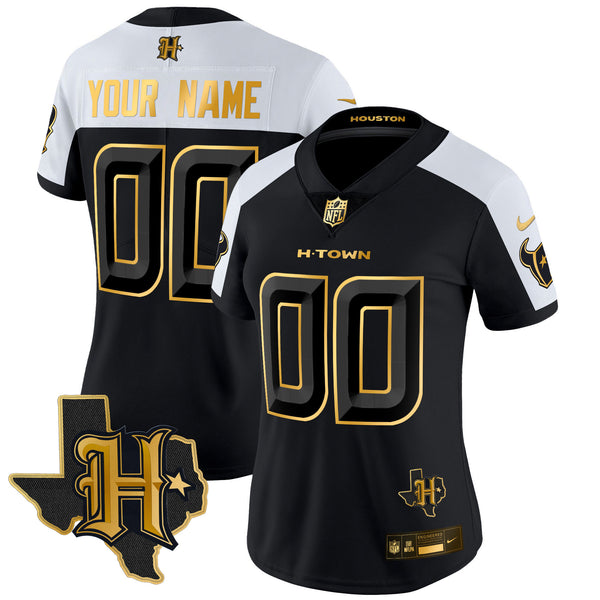 Houston Texans 2024 Texas Patch Gold Vapor Limited Custom Jersey - All Stitched