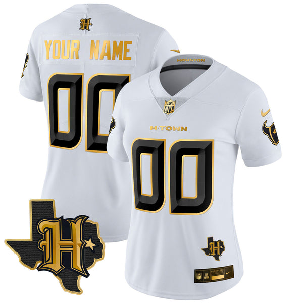 Houston Texans 2024 Texas Patch Gold Vapor Limited Custom Jersey - All Stitched