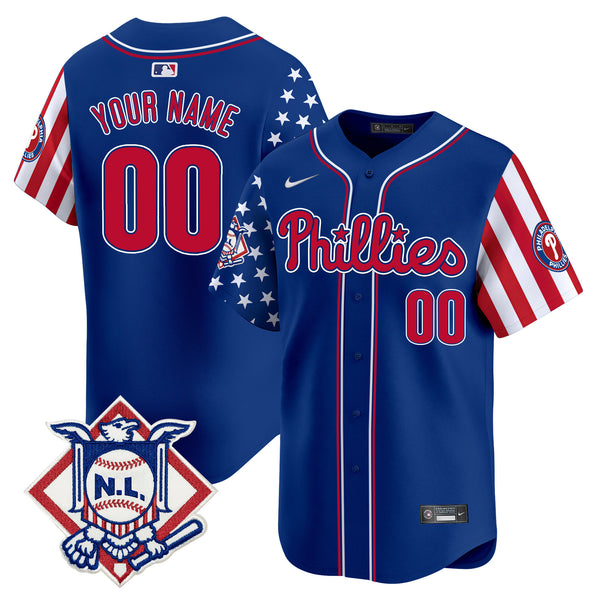 Phillies 2025 Fourth of July Vapor Premier Limited Custom Jersey V2 - All Stitched