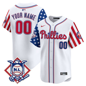 Phillies 2025 Fourth of July Vapor Premier Limited Custom Jersey V2 - All Stitched