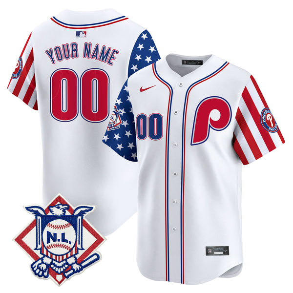 Phillies 2025 Fourth of July Vapor Premier Limited Custom Jersey V2 - All Stitched