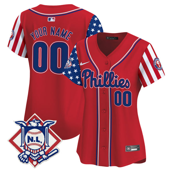 Phillies 2025 Fourth of July Vapor Premier Limited Custom Jersey V2 - All Stitched
