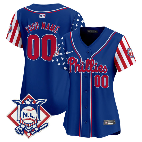 Phillies 2025 Fourth of July Vapor Premier Limited Custom Jersey V2 - All Stitched