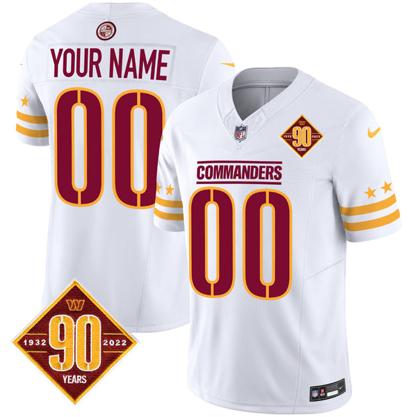 Washington Commanders 90th Anniversary Patch Vapor Limited Custom Jersey - All Stitched