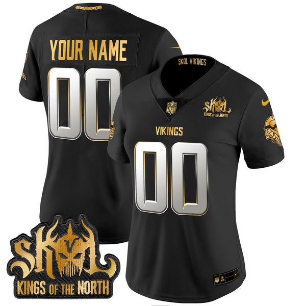 Minnesota Vikings 2024 Winter Warrior Skol Patch Gold Vapor Limited Custom Jersey - All Stitched