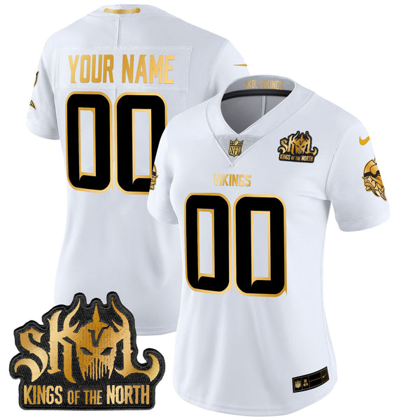 Minnesota Vikings 2024 Winter Warrior Skol Patch Gold Vapor Limited Custom Jersey - All Stitched
