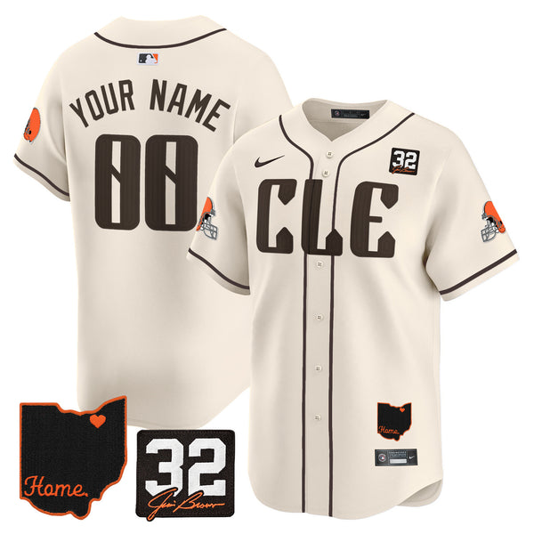 Cleveland Browns 2025 Jim Brown Memorial & Home Patch Vapor Premier Limited Custom Jersey - All Stitched