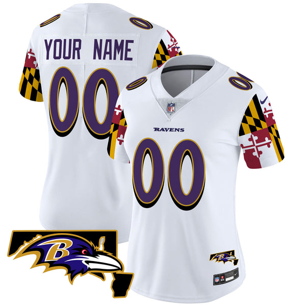 Ravens Maryland Flag Vapor Limited Custom Jersey V2 - All Stitched