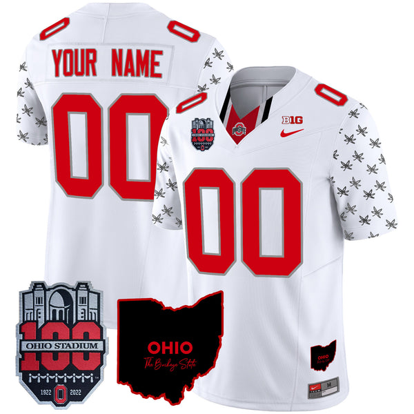 Ohio State Buckeyes 100th Anniversary Patch Vapor Limited Custom Jersey - All Stitched