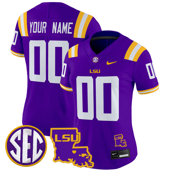 LSU Tigers 2025 Louisiana Patch Vapor Limited Custom Jersey - All Stitched