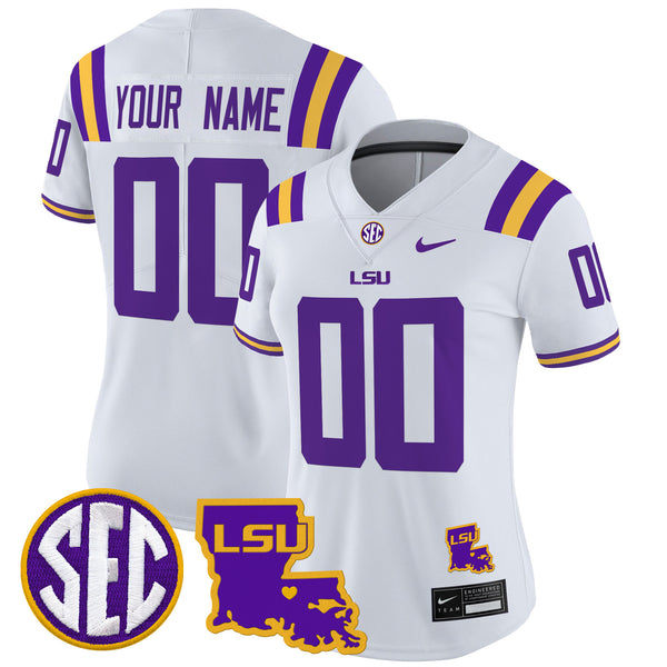 LSU Tigers 2025 Louisiana Patch Vapor Limited Custom Jersey - All Stitched