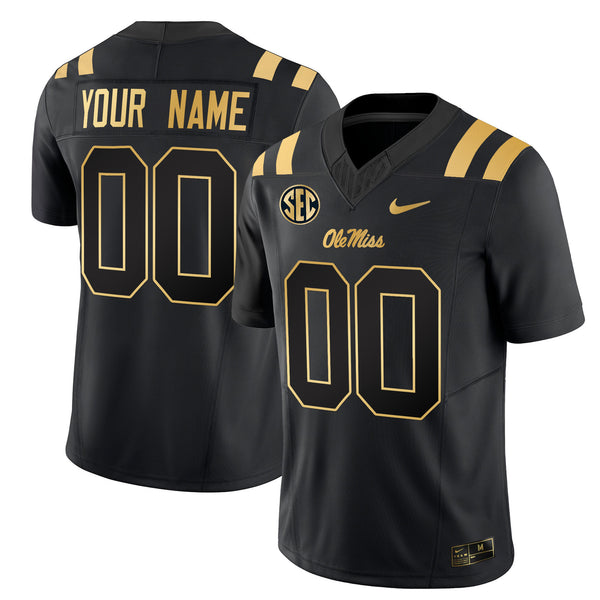 Ole Miss Rebels 2024 Gold Vapor Limited Custom Jersey - All Stitched