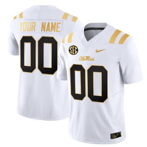 Ole Miss Rebels 2024 Gold Vapor Limited Custom Jersey - All Stitched