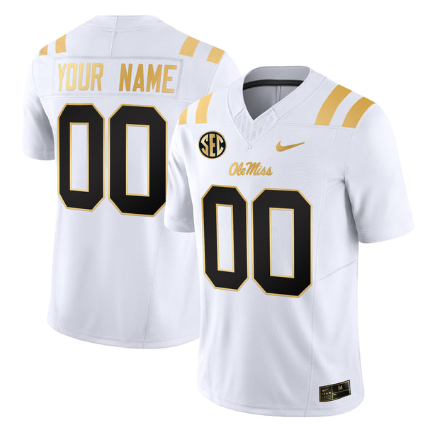 Ole Miss Rebels 2024 Gold Vapor Limited Custom Jersey - All Stitched