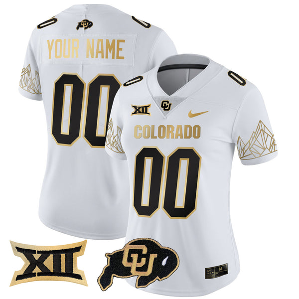 Colorado Buffaloes Big 12 XII Patch Gold Vapor Limited Custom Jersey - All Stitched