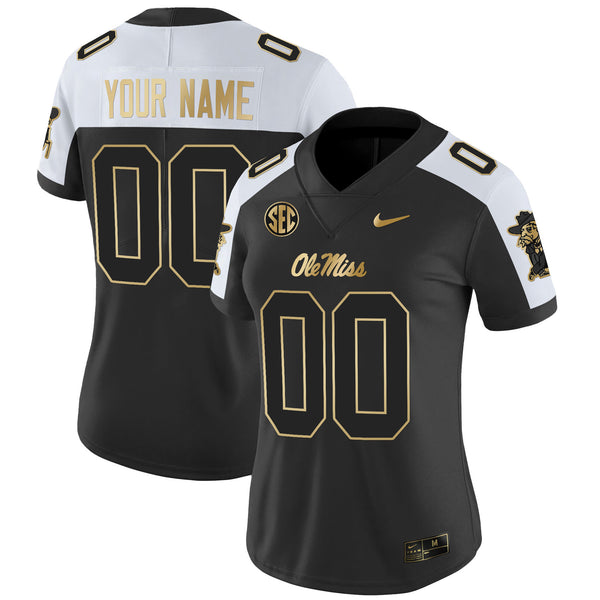 Ole Miss Rebels 2024 Gold Vapor Limited Custom Jersey - All Stitched